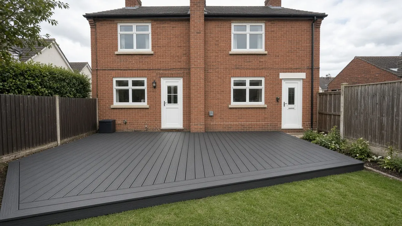 Example image: new composite deck replacing an old timber deck behind a semi